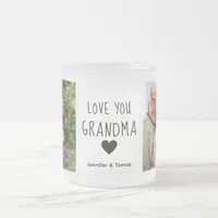 Modern Collage Photo Love You Grandma Best Gift Frosted Glass Coffee Mug