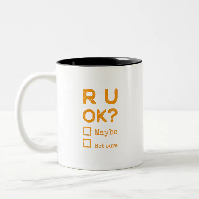 Are you okay? r u ok? Two-Tone coffee mug