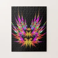 Phoenix - colorful fractal art on black jigsaw puzzle