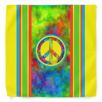 [Geometric Tie-Dye] Modern Stripes with Peace Sign Bandana