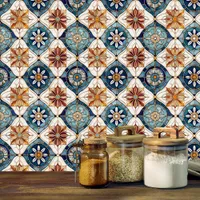 Ornate Moroccan Tile Pattern#3 Blue Gold ID1078 Wallpaper