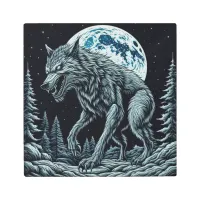 Vintage Werewolf Growling on a Full Moon Night Metal Print