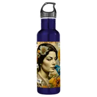 Inspirational Words and  Vintage Lady Stainless Steel Water Bottle