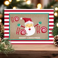 Santa Claus Peppermint Personalized Christmas Postcard