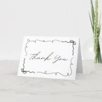 Elegant Hand Drawn Bow Doodle Chic Bridal Shower Thank You Card