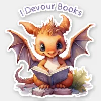 *~* Baby Dragon READING  - I DEVOUR BOOKS AP88 Sticker