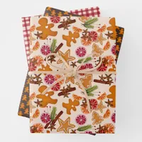 Rustic Gingerbread Citrus Spice Gingham Christmas Wrapping Paper Sheets