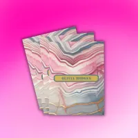 Modern Blue Gold Pink Agate Geode Monogram |  Pocket Folder