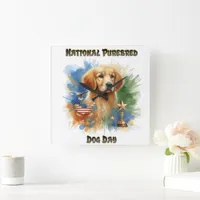 Golden Retriever Honors Purebred Dog Day Square Wall Clock