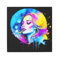 Beautiful Watercolor Woman Abstract Metal Print