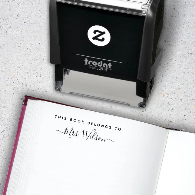 This Book Belongs To Handwritten Script Name Self-inking Stamp