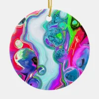 Personalized White Marble River Digital Fluid Art  Ceramic Ornament