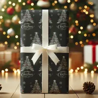 Merry Christmas Chalkboard Christmas Tree Wrapping Paper