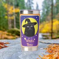 Custom Witch Brew Black Cat Halloween Fun Insulated Tumbler