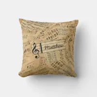 Pieces of Vintage Music ID389 Throw Pillow