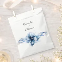 Elegant Dusty Blue Navy  Flowers Wedding  Favor Bag