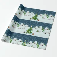 Christmas snow village with christmas tree and ani wrapping paper