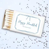 Elegant Blue Bow Personalized Happy Hanukkah  Matchboxes