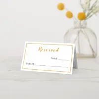 Minimalist White Elegant Gold Foil Border Wedding Place Card