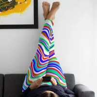 Red, Green, Blue, White Abstract squiggly   Leggings