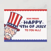 Uncle Sam's Patriotic 4th of July Holiday Postcard