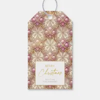 Pink Gold Christmas Merry Pattern#4 ID1009 Gift Tags