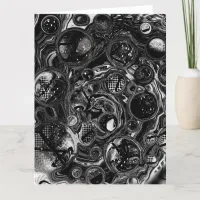 Black and White Marble Fluid Art Happy Birthday Card