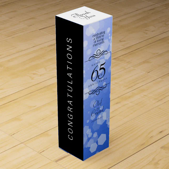 Elegant 65th Blue Sapphire Wedding Anniversary Wine Box