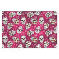 Sugar Skulls and Swirls Rose Red ID725 Tissue Paper