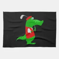 Crocodile Cartoon Golfer on Kitchen & Sports Towel