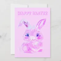 Cute Easter Bunny Preschool Teacher Pink Easter Holiday Card