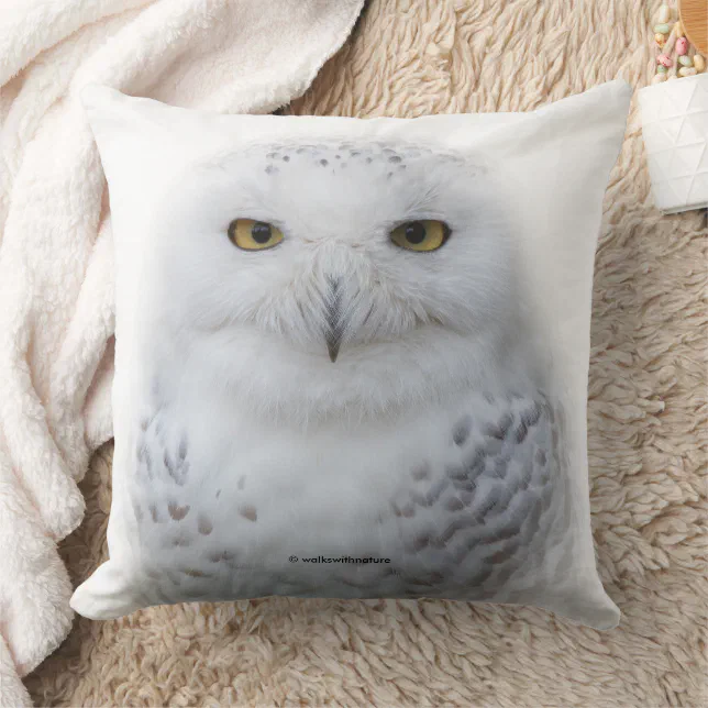 Beautiful, Dreamy and Serene Snowy Owl Throw Pillow