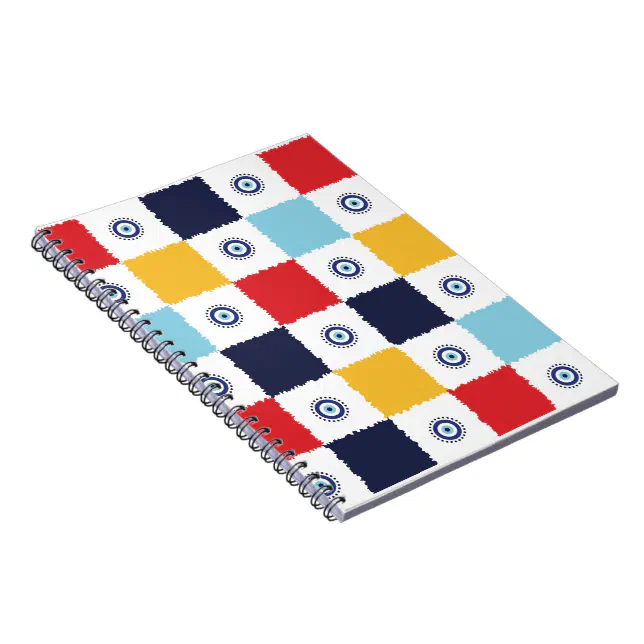 Greek Eye Colorful Squares Pattern Notebook