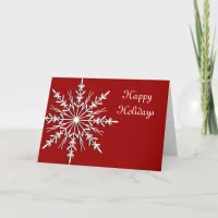 Snowflake on Red Business Christmas Holiday Card