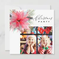 *~* Family PHOTO AP20  Poinsettia Christmas Party Invitation