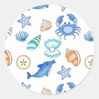 Beach Themed Baby Shower or Birthday Party Classic Round Sticker