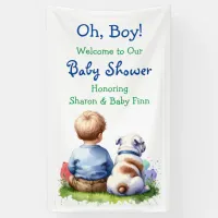 Baby Boy and his Bulldog Baby Shower Banner