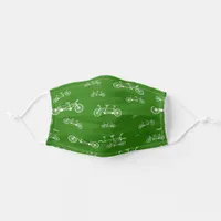 Tandem Bike Rider Green White Adult Cloth Face Mask