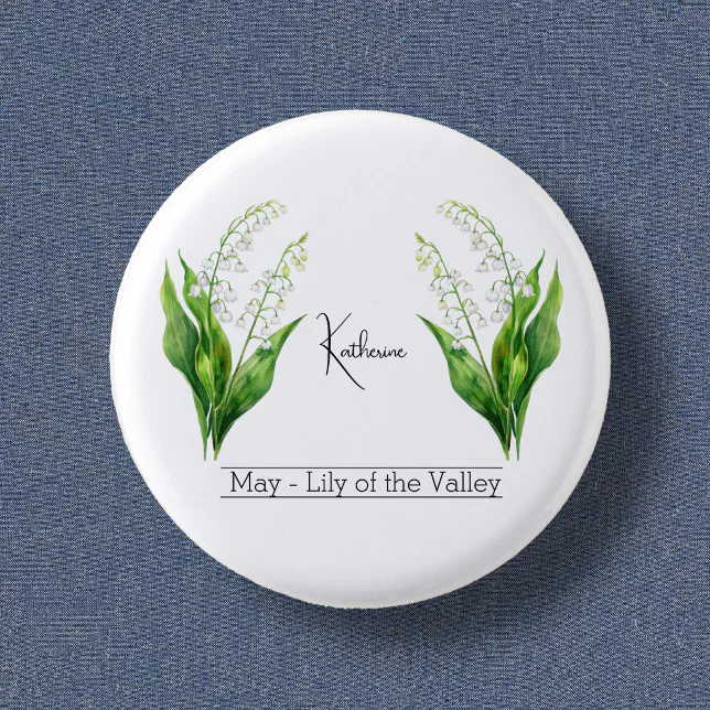 Birth Month Flower May Lily of the Valley Button