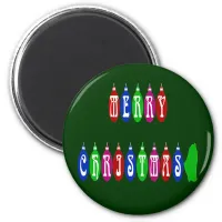 Colorful Merry Christmas Ornament Font Magnet