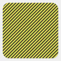 Thin Black and Yellow Diagonal Stripes Square Sticker