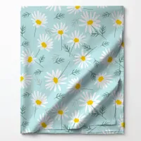 Botanical Blue And White Dainty Floral Daisy Fabric