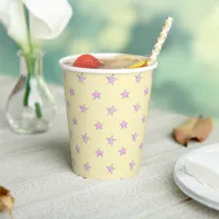 Gender Neutral Cute Baby Shower Yellow Purple Star Paper Cups