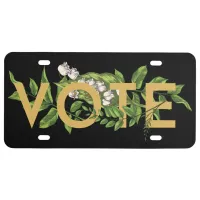 Vintage Greenery  Floral Elegant Feminine Go Vote License Plate