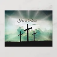 He is Risen, Religious Crosses Easter Postcard