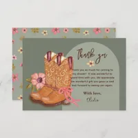 Baby Shower Western Cowgirl Boots Flowers Cute Tha Thank You Card