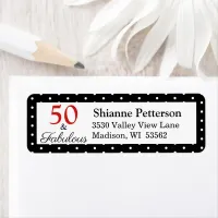 Elegant 50 & Fabulous 50th Birthday BLK WH Address Label