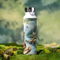 Pretty Fairy Land with cute Snail and Butterflies Water Bottle