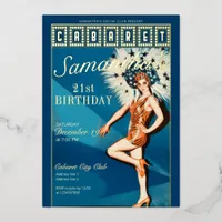 Jazz Age Flapper Cabaret Paris Glam Birthday Party Foil Invitation