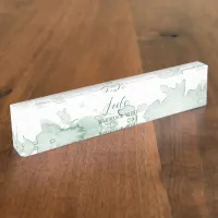 Green Watercolor Personalized Desk Name Plate